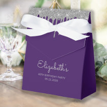 40th Birthday Party Purple Silver Glitter Drip Favor Boxes