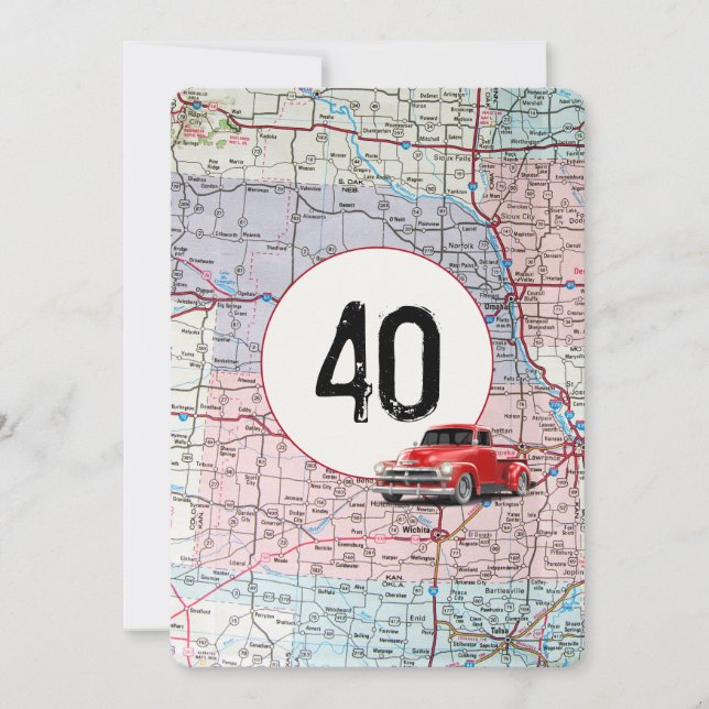 40th Birthday Party Red Retro Truck Invitation (Front)