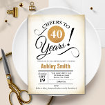40th Birthday Party - Retro Gold Black White Invitation<br><div class="desc">40th birthday party invitation for men or women. Elegant invite card with faux gold foil and retro creamy background. Features typography script font. Cheers to 40 years! Can be personalized into any year. Perfect for a milestone adult bday celebration.</div>