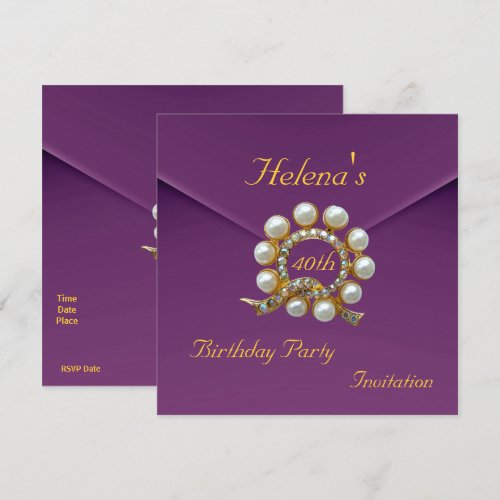 40th Birthday Party Rich Plum Velvet Image Custom Invites