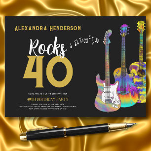 40th Birthday Party Rock and Roll Invitation