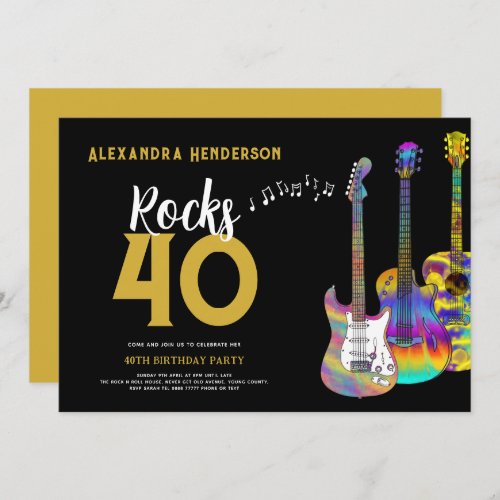 40th Birthday Party Rock and Roll Invitation