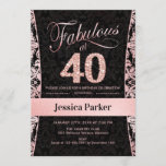 40th Birthday Party - Rose Gold Black Invitation<br><div class="desc">40th Birthday Party Invitation in black and rose gold.
Elegant invite card with faux glitter rose gold and diamonds. Features damask pattern and script font. Fabulous at forty! Classic design perfect for an stylish party. Please message me if you need a custom age.</div>