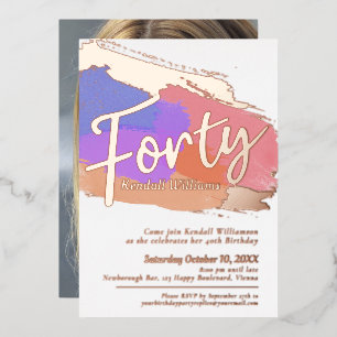 40th Birthday party rose gold foil photo abstract Foil Invitation