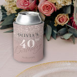 40th Birthday Party Rose Gold Glitter Can Cooler<br><div class="desc">Experience modern sophistication and elegance with our chic design,  featuring blush pink hues and intricate rose gold details. These sparkling rose gold can coolers are the perfect addition to your party,  ensuring your guests will love them.</div>