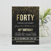 40th Birthday Party | Shimmering Gold Confetti Invitation (Standing Front)