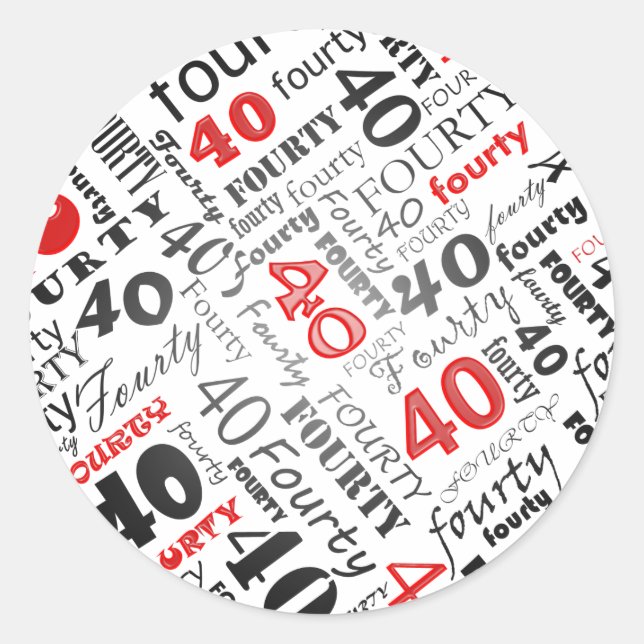 40th Birthday Party Sticker (Front)