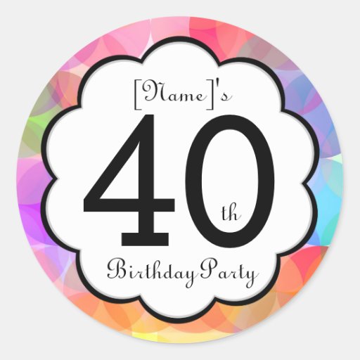 40th Birthday Party Sticker | Zazzle