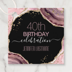 40th Birthday Party Stone and Gold Favor Tags
