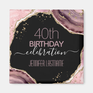 40th Birthday Party Stone and Gold Magnet