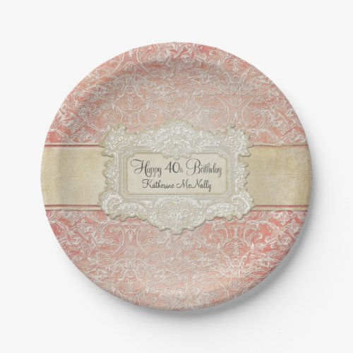 40th Birthday Party Vintage French Regency Lace Paper Plates