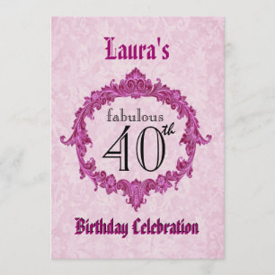 40th Birthday Party Vintage Pink Frame S313 Invitation