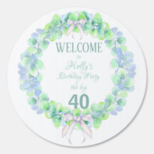 40th Birthday Party Welcome Ecalyptus Sign