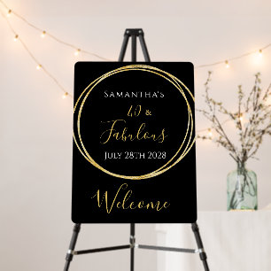 40th Birthday Party Welcome Sign Black and Gold