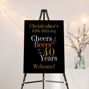 40th Birthday Party Welcome Sign Cheers and Beers