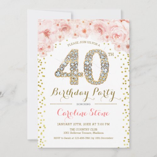 40th Birthday Party White Gold Pink Photo