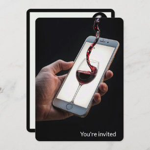 40th Birthday Party Wine On Smartphone Screen Invitation