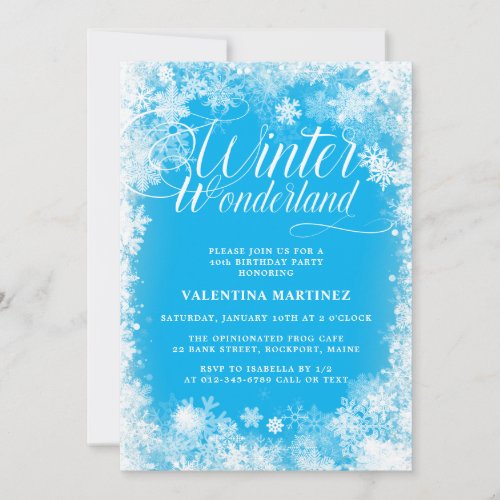 40th Birthday Party Winter Wonderland Snowflake Invitation