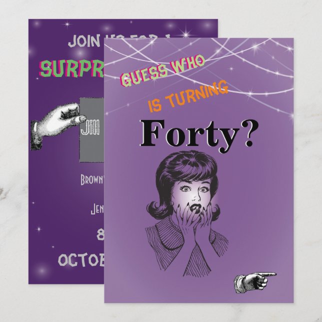 40th Birthday Party Women Invitation (Front/Back)