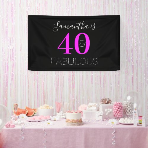 40th Birthday Personalized 40 and fabulous Modern Banner