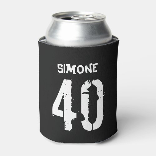 40th Birthday Personalized Black White Can Cooler