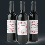 40th Birthday Personalized Burgundy Pink Floral  Wine Label<br><div class="desc">Make your 40th birthday toast even more special with personalized wine bottle labels. They're so easy to create. All of the text is editable, so you can just change the birthday celebrant's name or use the template as a starting point and get really creative! The burgundy and blush pink floral...</div>