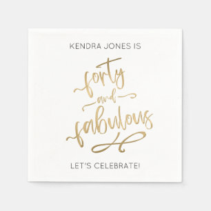 40th Birthday Personalized Gold Glitter Napkins