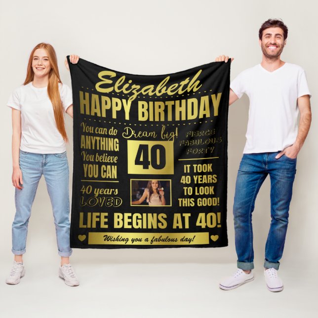 40th Birthday Personalized Photo Fleece Blanket (In Situ)