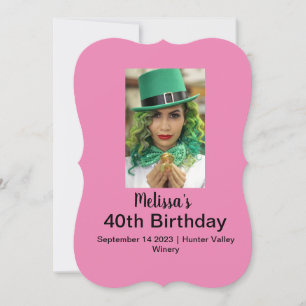 40th Birthday Personalized Photo pink