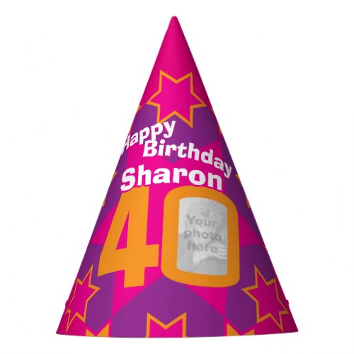 40th birthday personalized photo star name hat