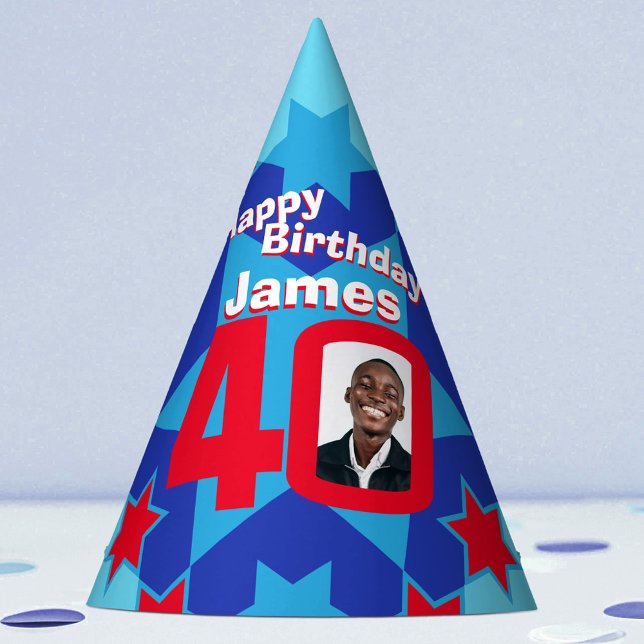 40th birthday personalized photo star name hat (Creator Uploaded)