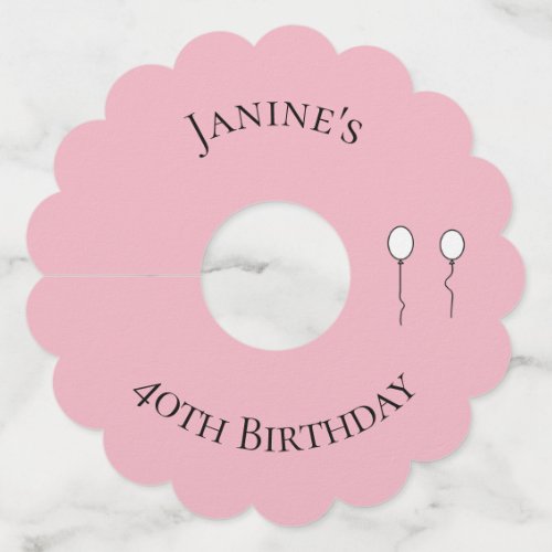 40th Birthday Personalized with Balloons Wine Glass Tag