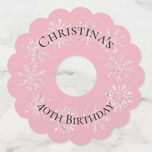 40th Birthday Personalized with Snowflakes Wine Glass Tag