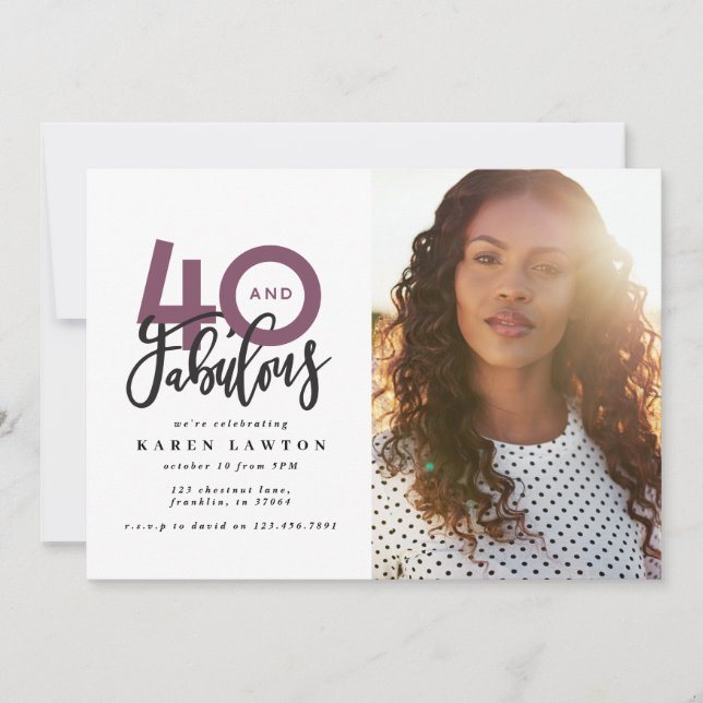 40th birthday photo 40 & fabulous modern colorful (Front)