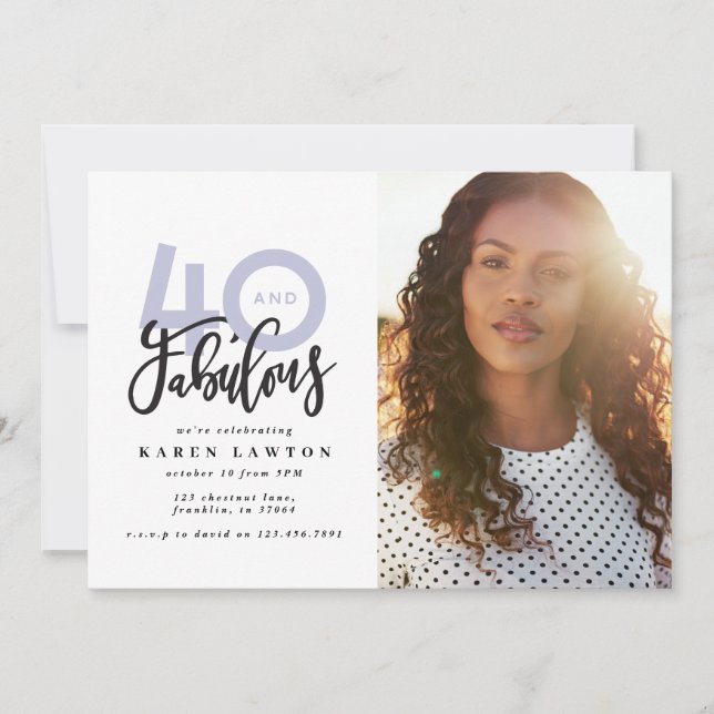 40th birthday photo 40 & fabulous modern colorful (Front)