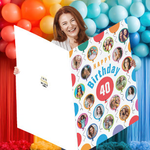 40th Birthday Photo Balloons Card