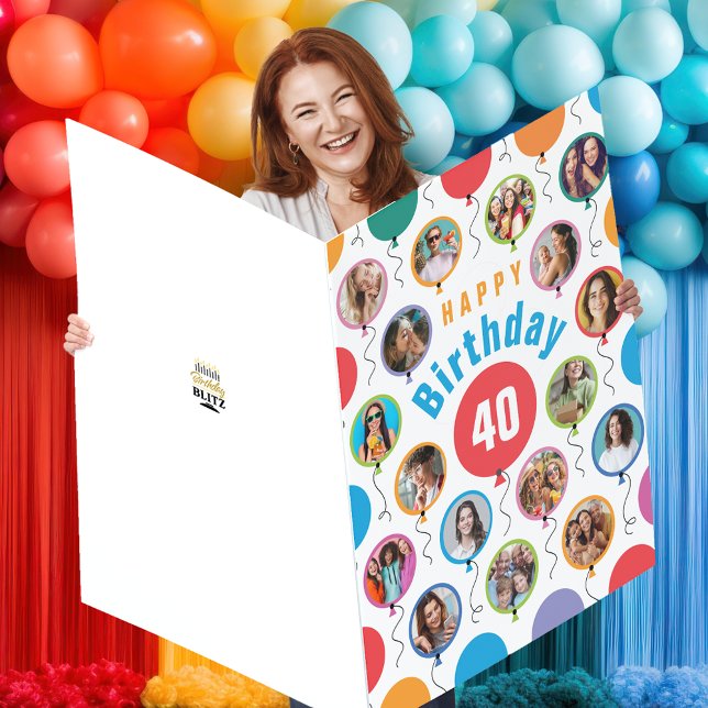 40th Birthday Photo Balloons Card (Creator Uploaded)