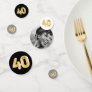 40th Birthday Photo Black White Gold Party Confett Confetti