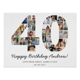 40th Birthday Photo Collage 40th Birthday Gift Poster