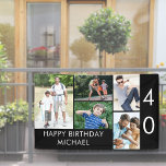 40th Birthday Photo Collage 5 Picture Black White Banner<br><div class="desc">Personalized banner celebrating a 40th Birthday - or customize for any other age! The photo template is set up for you to add 5 of your favorite photos which are displayed in a photo collage of horizontal landscape and vertical portrait formats. The wording simply reads "Happy Birthday [your name]" in...</div>