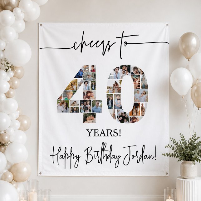 40th Birthday Photo Collage Backdrop (Creator Uploaded)