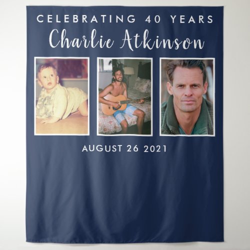 40th birthday photo collage backdrop banner