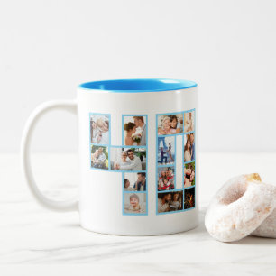 40th Birthday Photo Collage Blue Two-Tone Coffee Mug