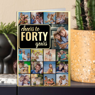 40th Birthday Photo Collage Cheers to 40 Years Foil Greeting Card