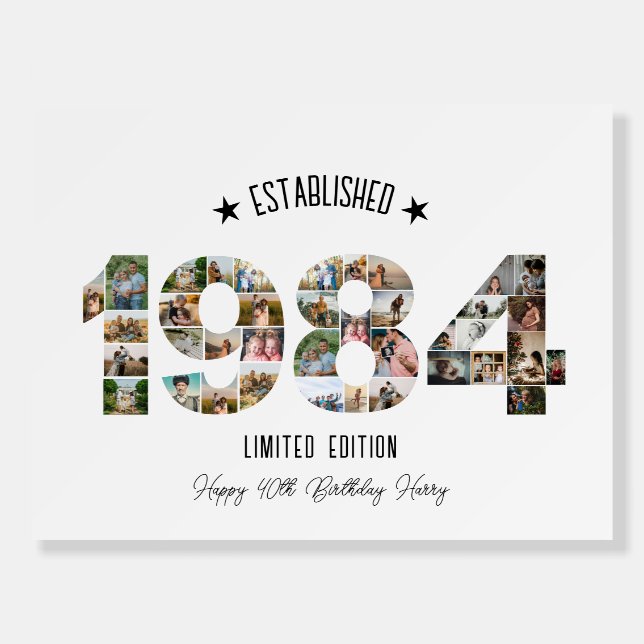 40th birthday Photo Collage established 1984 Foam Board (Front)
