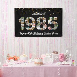 40th birthday Photo Collage established 1985 Banner
