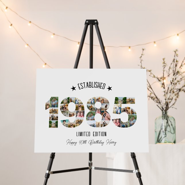 40th birthday Photo Collage established 1985 Foam Board (In Situ (Stand))