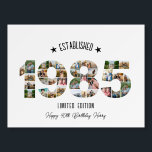 40th birthday Photo Collage established 1985 Foam Board<br><div class="desc">Celebrate a milestone birthday with this stunning 40th Birthday Photo Collage Banner, designed by The Arty Apples. Featuring photos arranged in the shape of "1985, " this banner commemorates the special year of birth in a unique and meaningful way. Perfect for birthday parties and celebrations, it showcases cherished memories while...</div>