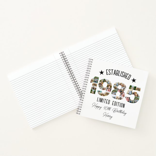 40th birthday Photo Collage established 1985 Notebook (Inside)