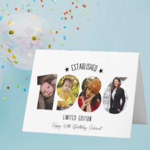 40th birthday Photo Collage established 1986 Thank You Card